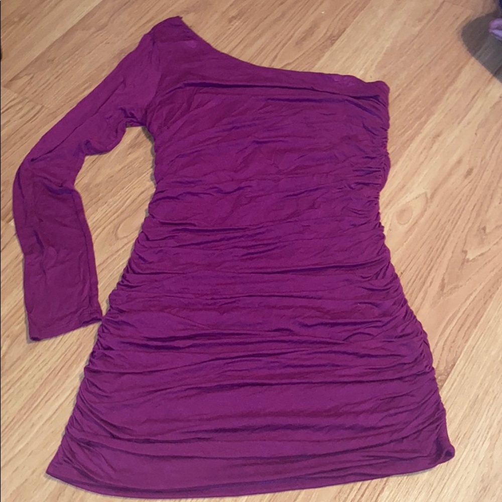 Sexy one sleeve purple dress